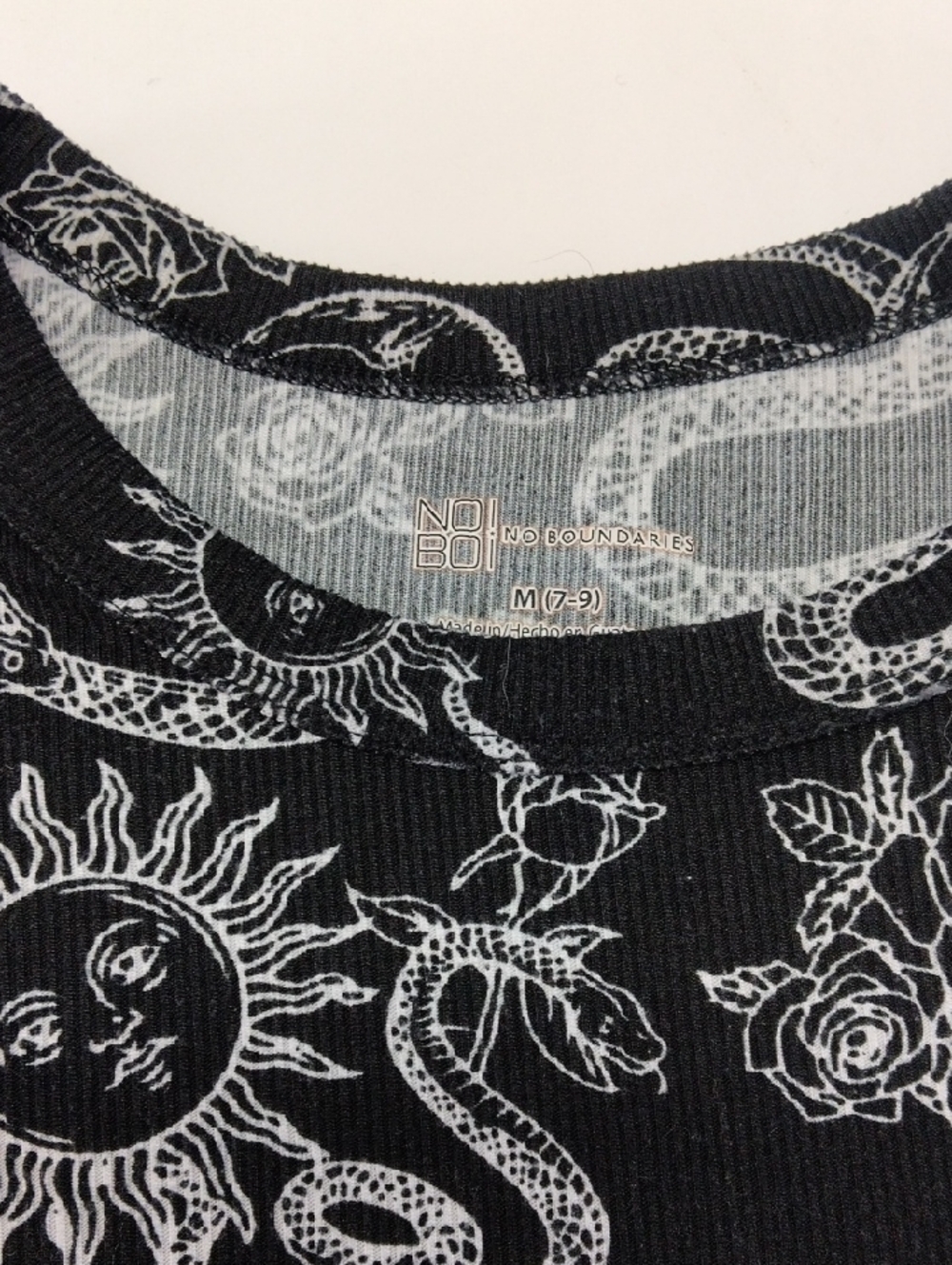 No Boundaries Black Sun, Snake & Rose Ribbed Long Sleeve Top & 2 Others - Picture 2 of 9